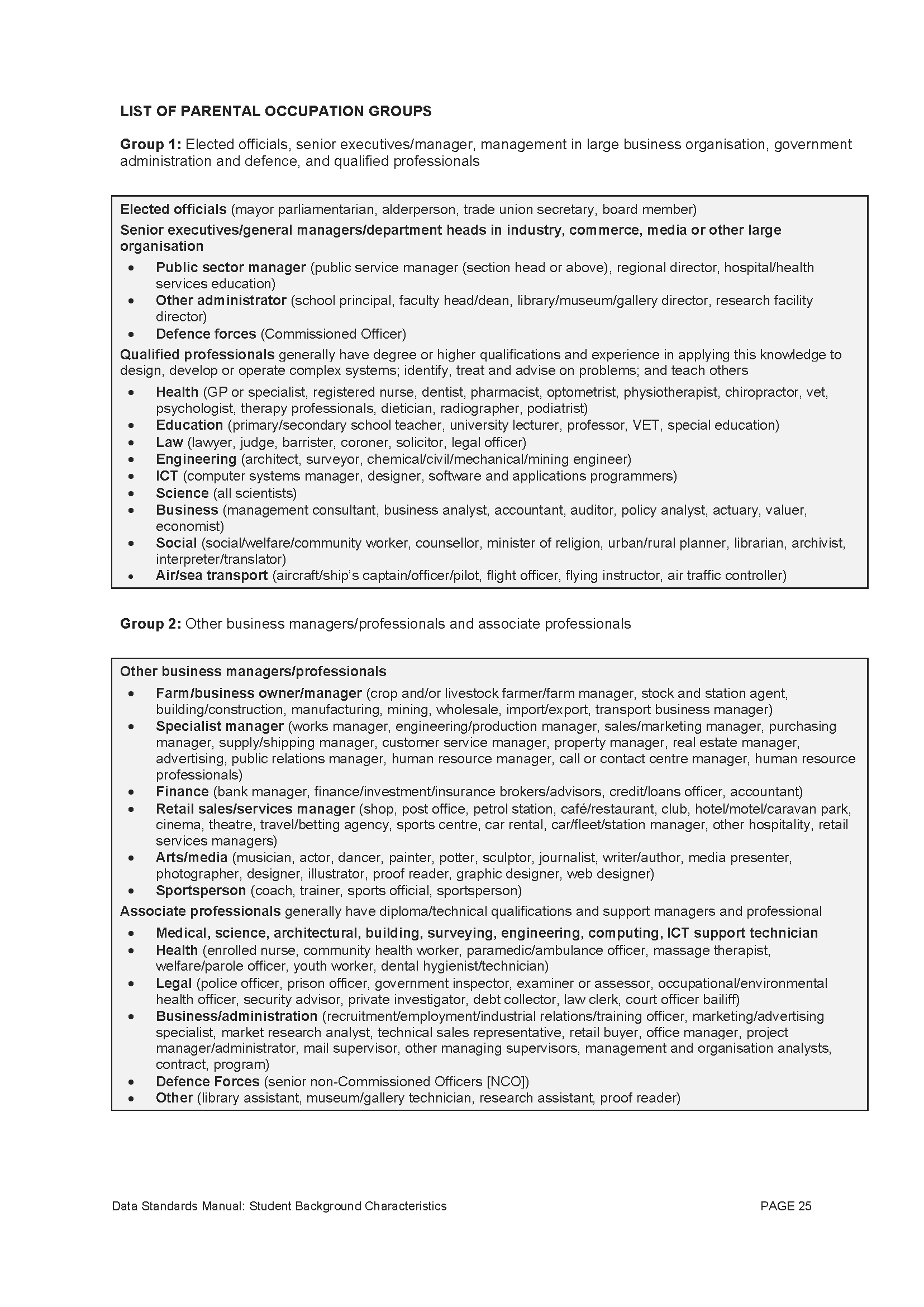 List of Parental Occupation Groups_Page_1